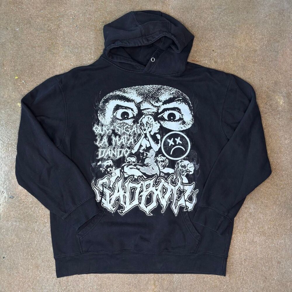 Sad Boyz Hoodie Mens XL Black Graphic Horror Skull Made USA Streetwear Goth